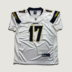 Philip Rivers Chargers Jersey Mens 52 White Good NFL On Field 17